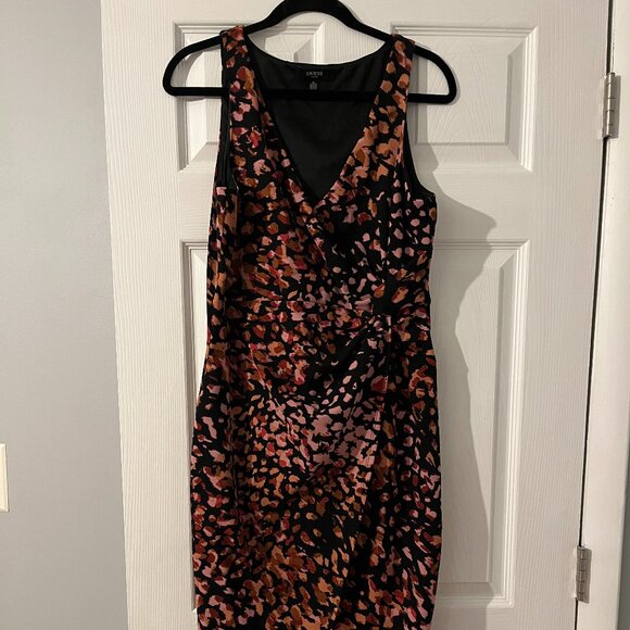 Guess Women's Black Abstract Midi Faux Wrap Dress NWT Size 12 - Picture 1 of 7